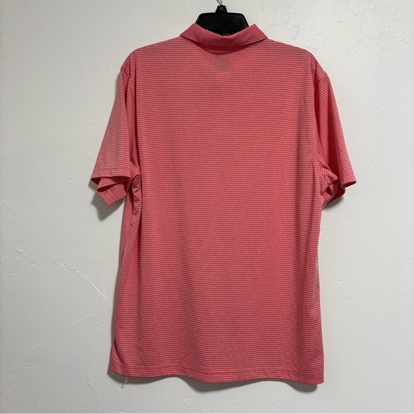 Callaway Opti Dri Men's Large Striped Salmon Short Sleeve Golf Polo Athletic - Picture 3 of 9